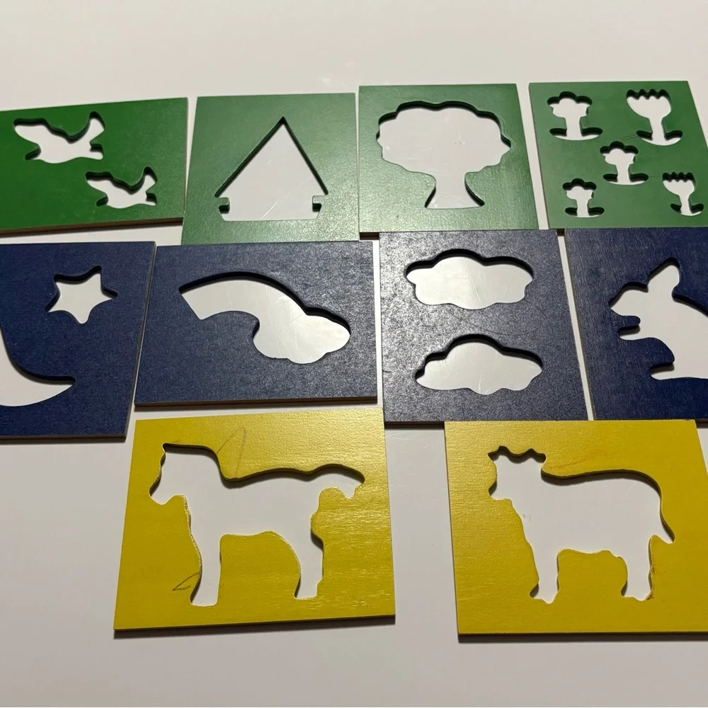 Wooden Colorful Animal and Shape Stencils